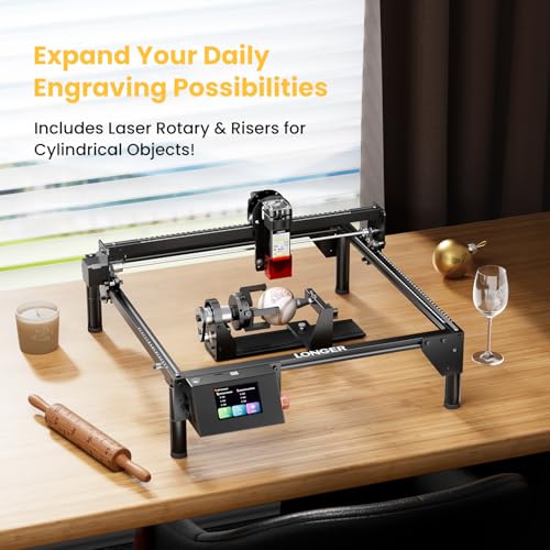 Image of Longer RAY5 Laser Engraver Bundle,5W Output Power for Wood /Leather /Acrylic Engraving Cutting Machine, DIY Desktop Laser Cutter with Safety Protection, Air Assist & 3 in 1 Roller,400 * 400mm