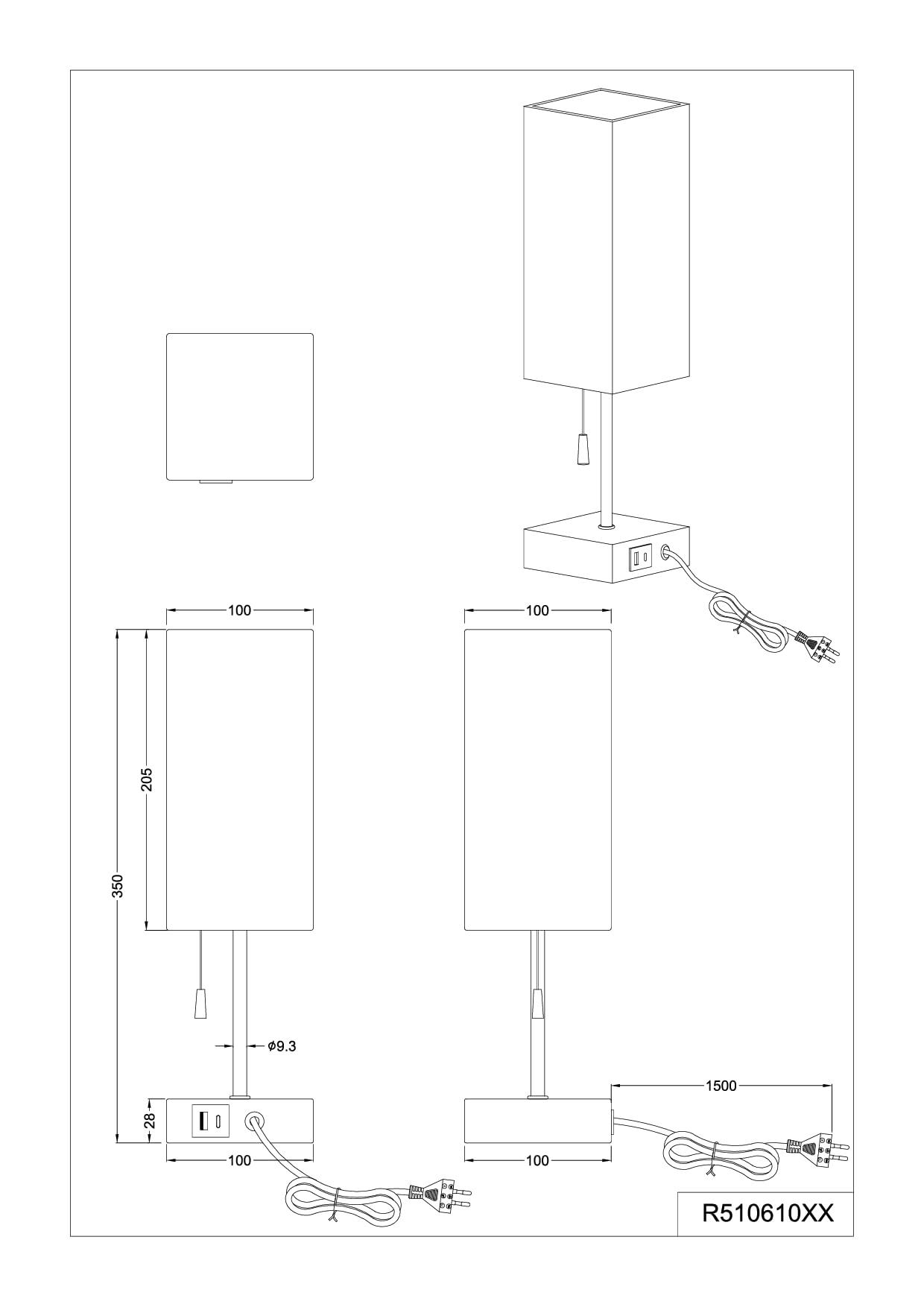 RIO, Lampe de table, Burton 1xE14, max.28,0 W Organza, Fumé, Corps