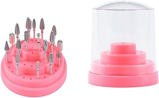 FOMIYES 1pc 48 Nails Drill Bits Nail Display Stand Nail Bit Display Box Nail Bit Holder Nail Bit Holder Box Nail Bit Holder Stand Container Grinding Head Nail Clippers Tool Holder Box Pink
