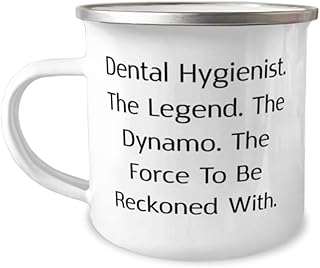 Surprise Dental hygienist 12oz Camper Mug, Dental Hygienist. The Legend. The Dynamo. The, Brilliant For Friends From Coworkers, Dental hygienist appreciation, Dental hygienist gift ideas, Dental