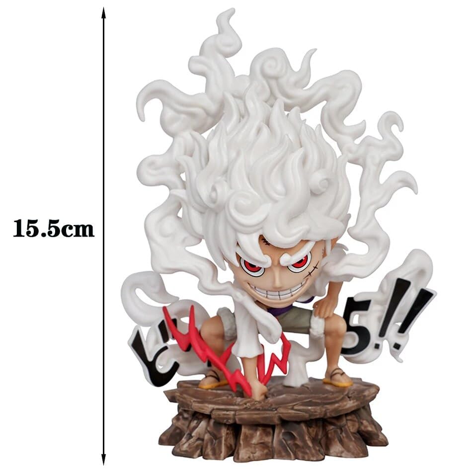Image of Blue Aura Gear 5 Monkey D Luffy Action Figure Height- 15.5cm Collectible Multcolour PVC | Luffy Gear 5 Punch Mini...