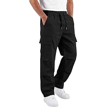 Runcati Mens Casual Cargo Pants Workout Joggers Drawstring Sweatpants