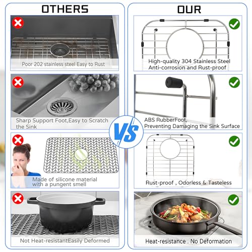 TORIBIO Kitchen Sink Grid, 13''×11.6'' Stainless Steel Bottom Grid Sink Protectors for Single or Double Bowl Sink, Non-Skid Sink Protectors for Kitchen Sink Protection Grid with Small Rounded Corner by TORIBIO - Image 7