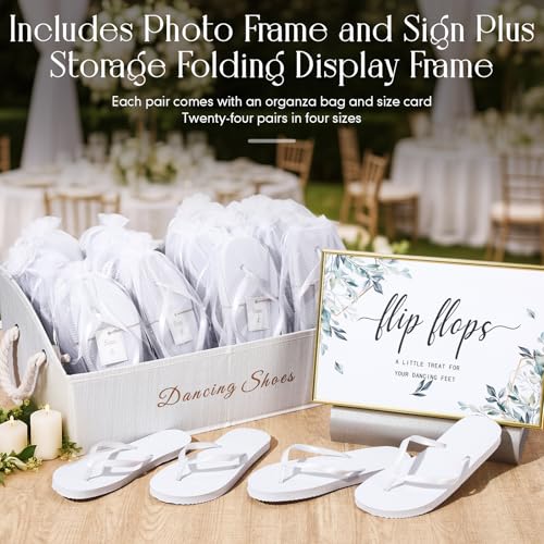 Geyoga 24 Pairs Wedding Flip Flops Bulk for Guest Slippers with Wedding Sign, Bags and Storage Box for Pool Beach Party by Geyoga - Image 3