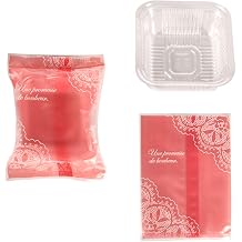 50g Pink Lace Moon Cake Plastic Bags Hot Seal Cookie Candy Bag With Trays 100 Sets 50G