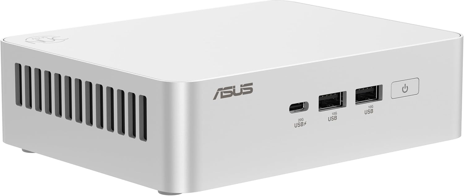ASUS NUC 15 Pro Plus Kit RNUC15CRSU50002 (Intel Core Ultra 5 225H Processor, Intel Arc Graphics, WiFi 7, Bluetooth 5.4, without OS, with EU Power Supply, White)