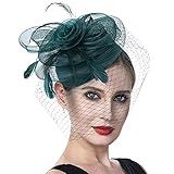 SUCCESS Damen Fascinator Hut, Braut Feder Blumen Kopfschmuck Haar Clip, Netz Fascinator Haarschmuck Headwear, Hochzeit Haarklammer Stirnband, Haarclip Hairpin Haarband für Party Kirche Hochzeit
