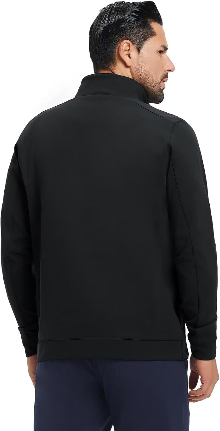 MAELREG Mens Full Zip Up Jacket Casual Stand Collar Lightweight Golf Softshell Windbreaker Jacket for Men 5 Pockets - Image 3