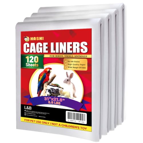 HA SHI Large Bird Cage Liners 31 x 21.5 in 120 Ink-Free Newsprint Sheets
