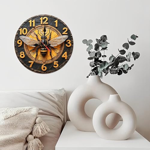Reloj de pared analógico redondo de madera 10 pulgadas miniatura 6