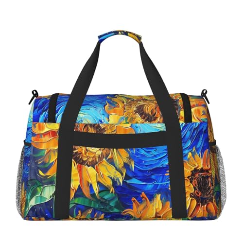 Sky Sunflower Duffle Bag for Travel Starry Night Sports Gym Tote Carry On Bag Large Shoulder Weekend Overnight for Workout2