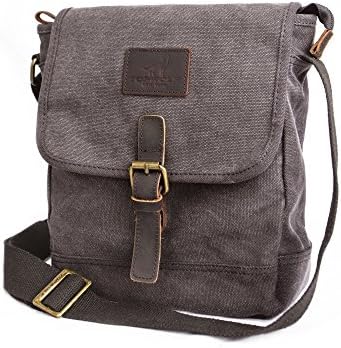TOPWOLFS Canvas Messenger Bag Small Crossbody Bag Casual Travel Working Tools Bag Shoulder Bag Hold Phone Handset Anti Theft