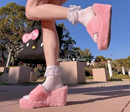 Manswill,Women's Fashion high-Heeled Fur Slippers-Ladies Comfortable Cozy House Slippers,Soft Home Party Shoes for Ladies3