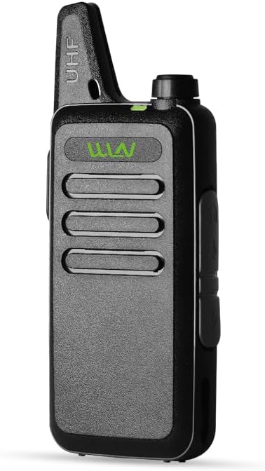 Side view of WLN KD-C1 walkie talkie showing PTT button