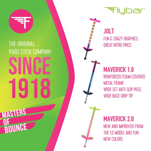 Image of Flybar Limited Edition Foam Maverick Pogo Stick for Kids - Two New Rubber Hand Grips (Lime /Purple)