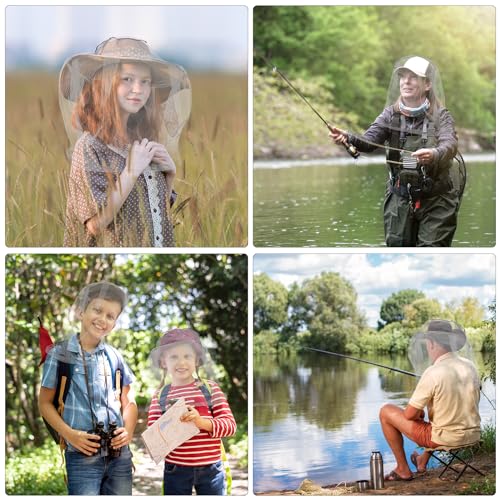 ACWOO 2PC Head Net Face Mesh Head Cover,Mosquito Kopf-Kescher Gesichts-Ineinander Greifen,Net Kopfschutz-Netz,Kopfnetz Gesicht Mesh Kopf Abdeckung für Outdoor Lovers,Klettern,Angeln, Imkerei(Grau)