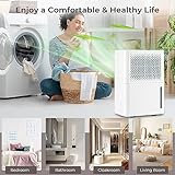GiantexUK 12L/Day Dehumidifier, Low Energy Dehumidifier with 3 Model, Digital Display, Drain Hose, Auto Defrost, 2.1L Water Tank & 24H Timer, Portable Air Dryer for Home Basement Office - Image 8