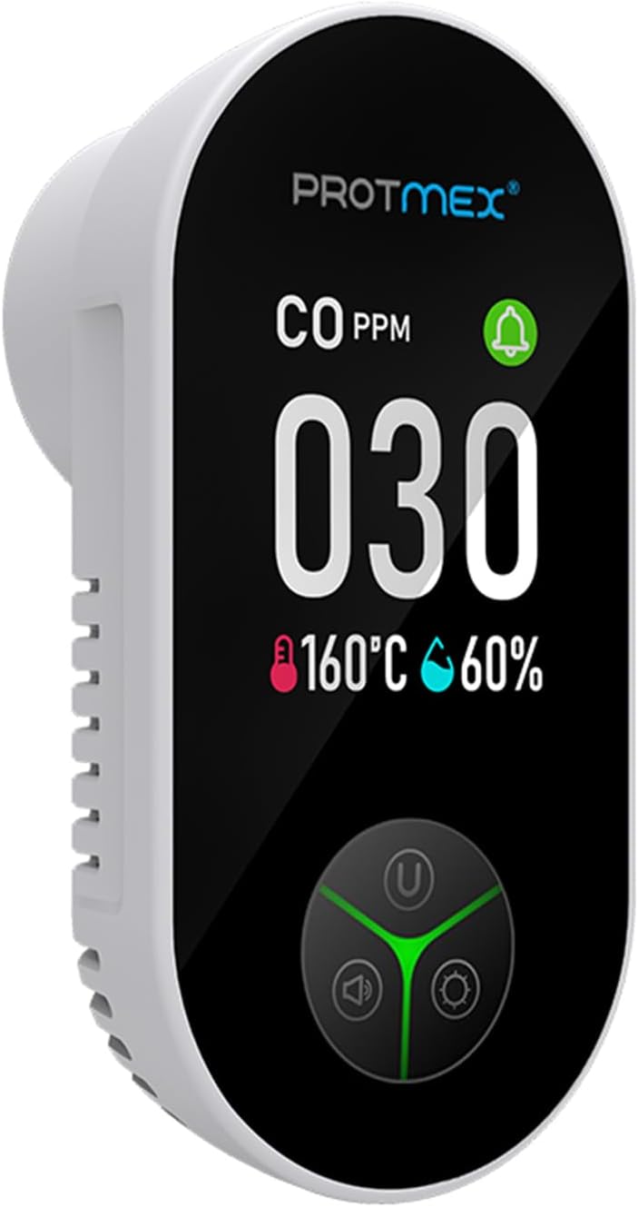 Protmex 3-in-1 Air Quality Monitor Detector Temperature Humidity Digital Air Sensor with Real-Time Monitoring for Home, Office (3 in 1 Co Detector)