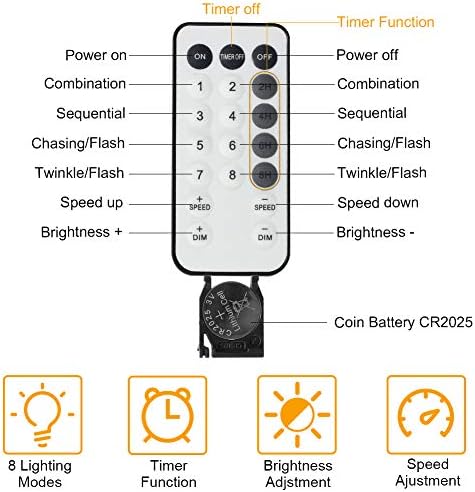 Battery Operated Fairy Lights[2 Pack], 100LEDs 4 Timer 8 Modes with Remote Warm White Waterproof Copper Wire Timer Fairy Lights for Bedroom, Indoor, Outdoor, Christmas, Parties
