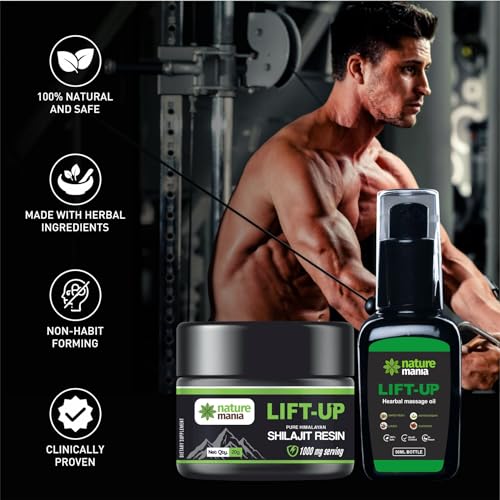 Image of NATURE MANIA Himalayan Pure Shilajit Organic Resin 20Gm & Lift Up Massage Oil 50Ml Combo|84+ Trace Minerals High Potency Fulvic Acid For Immune Supplement,Increase Stamina,Male Energy,Men