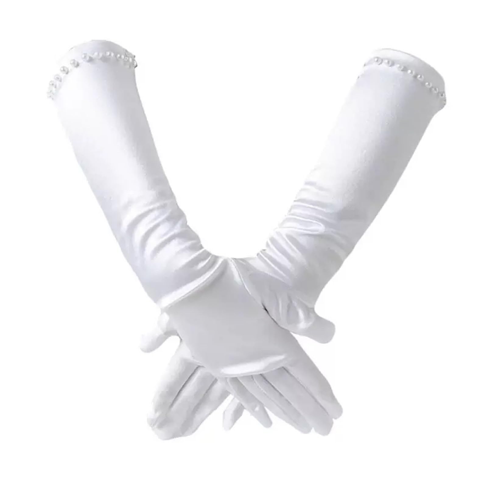 MICFENY Stage White Gloves for Stage Perform Dancing Size White Gloves Formal Gloves for Party Cosplay Policeman Pageant