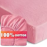 PTRBTY&HISDE Muslin Crib Sheets Pink
