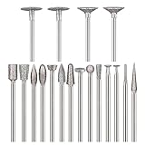 Luo ke 18 Pcs Assorted Diamond Burr - 1/8 Inch Shank Diamond Burs Stone Carving Bits for Dremel Rotary Tools