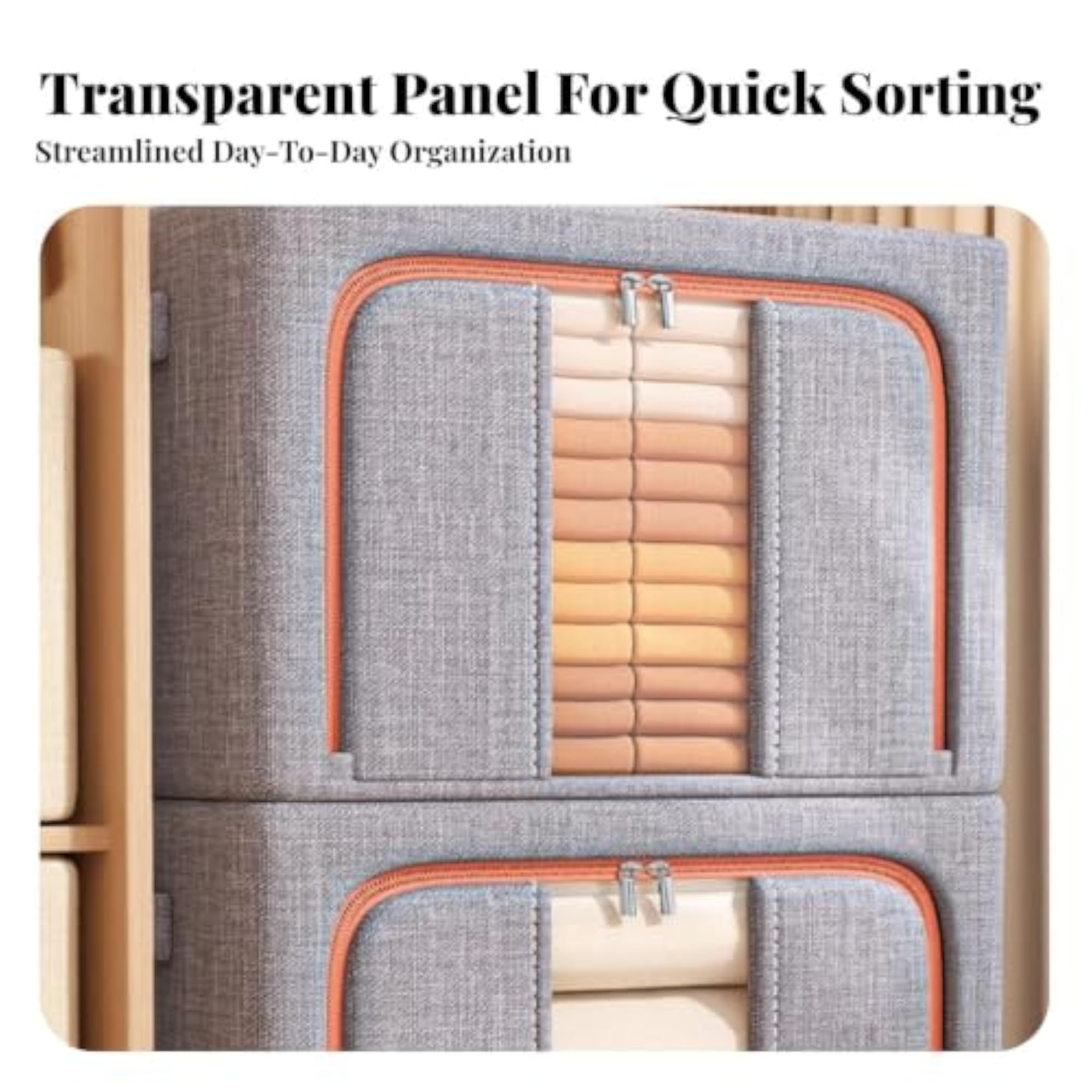 Foldable Textile Container for Clothes, Stackable Organizer Box