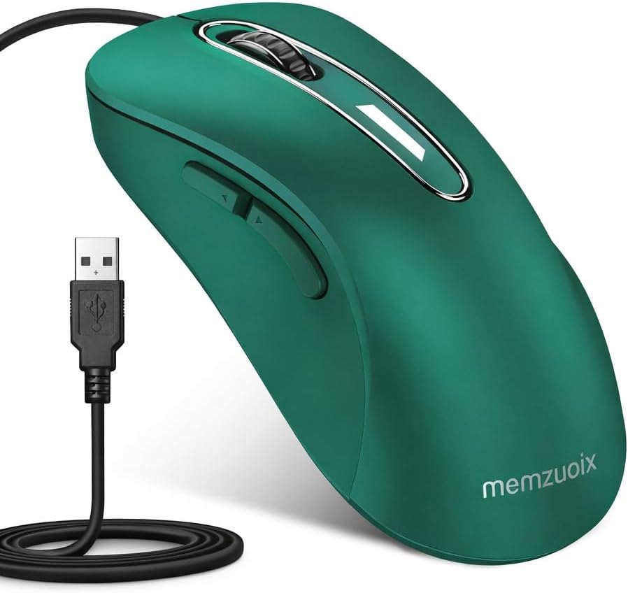 memzuoix Wired Mouse, USB Computer Mouse 1400 DPI Mobile Optical Mouse Ergonomic Design Computer Mice with 5FT Cord for Laptop, PC, Desktop, MacBook, 5 Buttons (Pomegranate Red)