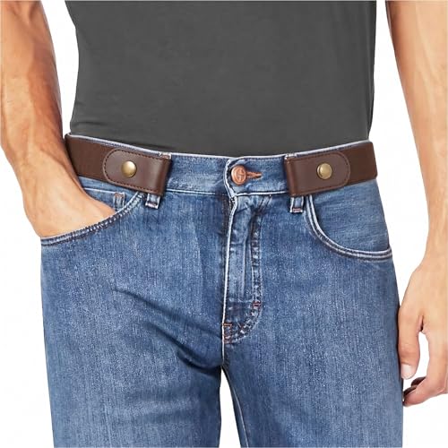 Image of WHIPPY No Buckle Stretch No Show Belt for Men 1.38 inches Wide, Buckless Invisible Elastic Belt for Jeans Pants