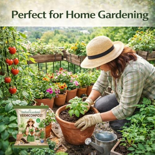 Image of Indian Gardens - Vermicompost Fertilizer | Organic vermicompost | Worm castings Fertilizer | Natural Plant Booster | Nutrient-Rich Compost (5 Kg)