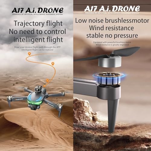 Image of A17 Aerial Drone with A.I. Obstacle Avoidance, 1080P Triple Gimbal Camera, Brushless Motor, 4K Camera Perfect for Aerial Photography & Outdoor Fun Drone