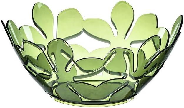 Rustless Fruit Bowl, Petal-shaped fruit basket for kitchen, Sturdy plastic decorative bowl for home decor, kitchen countertop, Color: Green