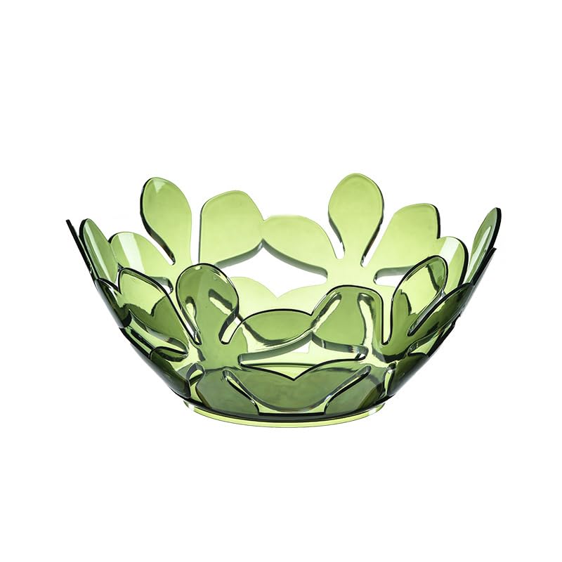 SWIUKPHE Rustless Fruit Bowl, Petal-shaped fruit basket for kitchen, Sturdy plastic decorative bowl for home decor, kitchen countertop, Color: Green