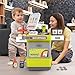deAO Cash Register Playset for Kids,48PCS Kids Store Supermarket Playset Pretend Play Cash Register Toy with Scanner, Grocery Game Food Set and Play Food (Green)