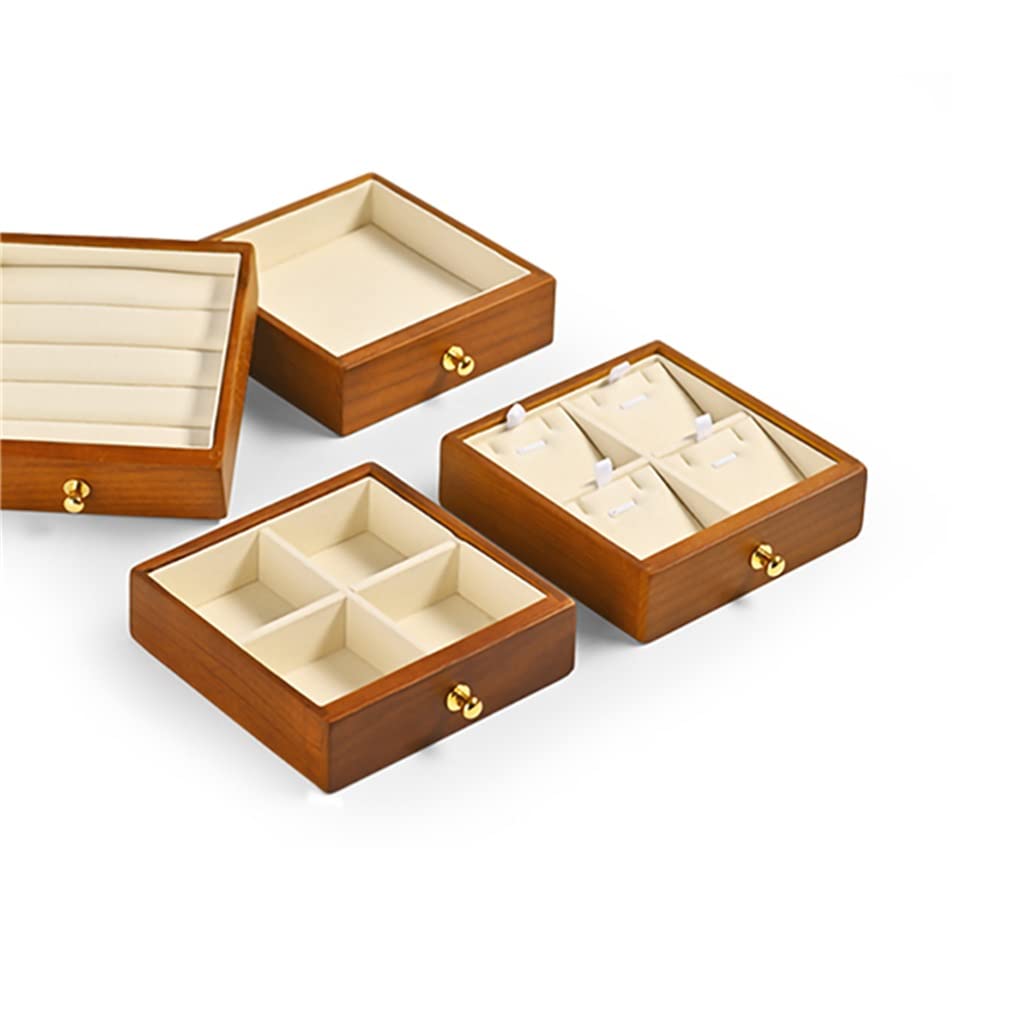 Estuche de Almacenamiento para Pendientes, Anillos, brazaletes y Collares, de Madera Maciza, con cajones pequeños, Organizador de Joyas, Caja de exhibición de Joyas