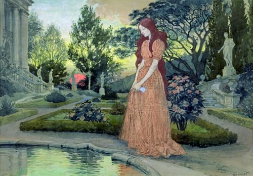 Impression Tableaux Portrait Jeune Fille au Jardin Toile Moderne 60x90