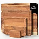 Ribech Set Taglieri 3 Pezzi in Legno di Acacia Massello con Supporto | 40x30cm 33x24cm 26x...