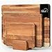 Taglieri in legno migliori Ribech Set Taglieri 3 Pezzi in Legno di Acacia Massello con Supporto | 40x30cm 33x24cm 26x18cm | Taglieri Spessi 2cm con Canaletto e Piedini Antiscivolo