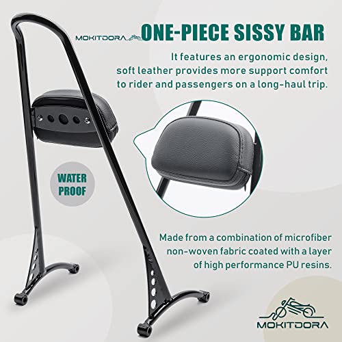 Mokitdora 20” Tall Sportster Sissy Bar Detachable Backrest With Pad For 1996-2003 Harley Sportster Xl 883 1200 Models, Black #TOP3