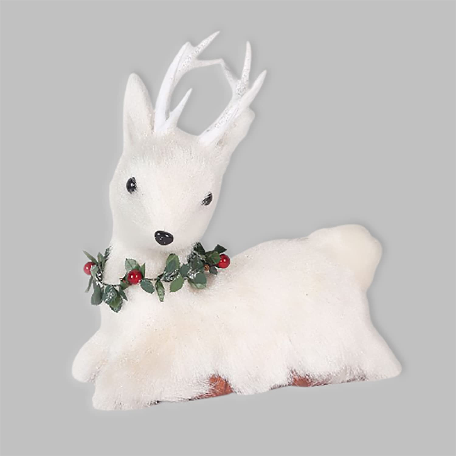 Shatchi White Lying Reindeer Christmas Tabletop Centrepiece Showpieces Home Art & Craft Xmas Party Window Décor 25Cm
