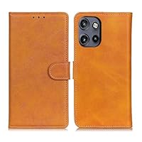 GOKEN Cover per Motorola Edge 50 Fusion, Custodia Folio in Pelle Flip Wallet Libro Case con Portafoglio, Premium PU/TPU Magnetica Cover con Supporto di Stand/Carte Slot -Marrone