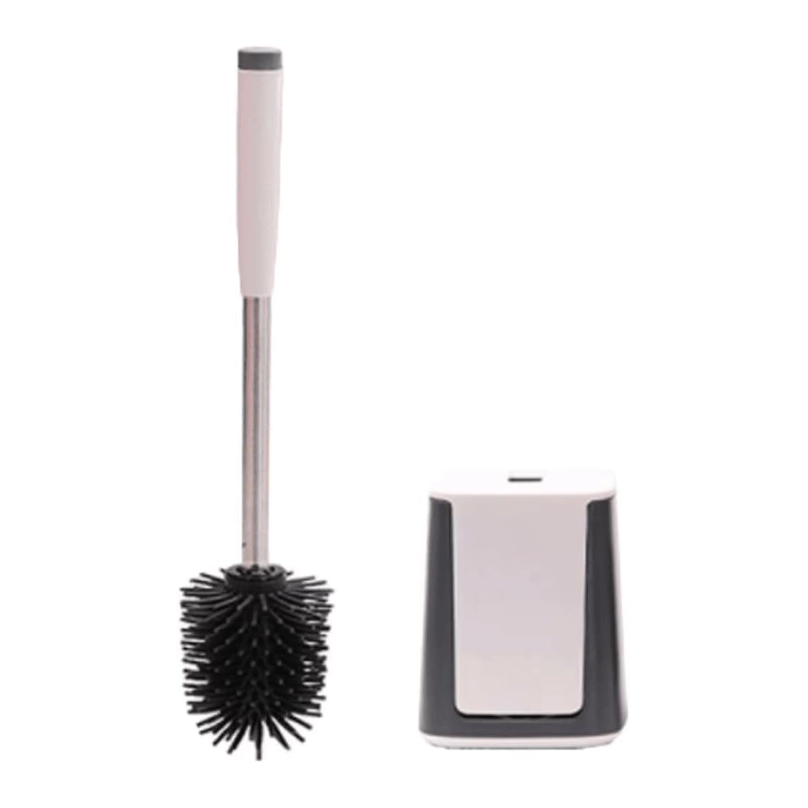 Tyuhduyur Toilet Brush Floor Mounted Automatic Opening And Holder Stainless Steel Handle Set Space-Saving