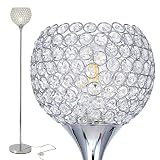 DFL Spherical 8.7 inch Shade Chrome Finish Crystal Floor Lamp Fixture for Living Room, Bedroom, Dini