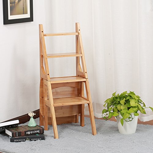 Silla de escalera de madera LUNEZY plegable de 4 capas para uso interior 3