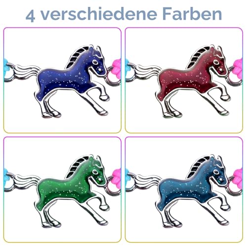 flintronic 2 Stück Pferde Armband, Stimmungsarmband mit Anhänger für Kinder, Wechselt die Farbe, Kinderarmband in leuchtenden Regenbogenfarben, Kindergeburtstag Gastgeschenke, für Jungen & Mädchen
