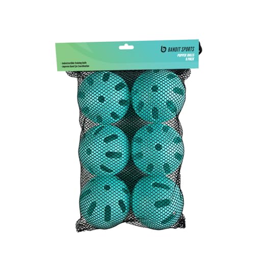 Bandit Sports Popper Plastic Baseballs, Made of Impact-Resistant and Rebounding Material, Perfect Practice Baseballs & Hitting Ball Training (6 Baseball Training Balls, Popper Balls)