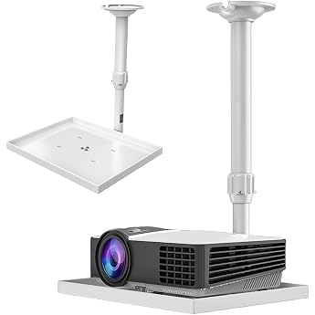 Universal Projector Bracket for Ceiling / Wall Projector Mount Ceiling Mount 30-52 cm Height-Adjustable Universal Bracket with Hidden Cable Guide Load Capacity 6 kg for Home Cinema Office
