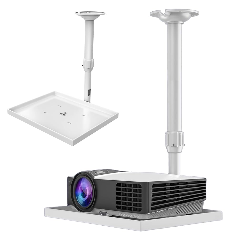 Universal Projektor-Halterung für die Decke/Wand Beamer Halterung Deckenhalterung 30-52cm Höhenverstellbare Universalhalterung mit versteckter Kabelführung Tragfähigkeit 6kg für Heimkino Büro