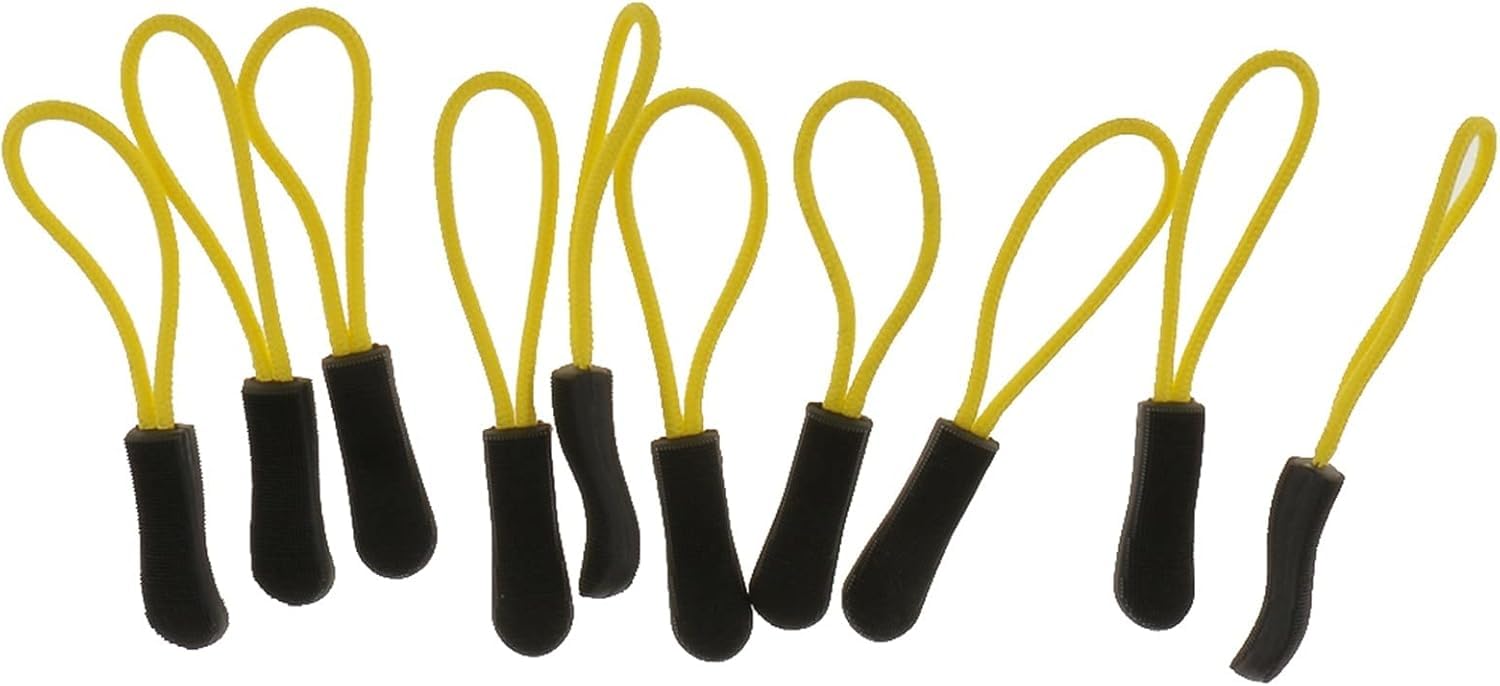 Zipper Pull, Zip Puller Cord Replacement Fastener Slider Jacket Backpack, 10pcs, Smooth and Durable(Yellow)